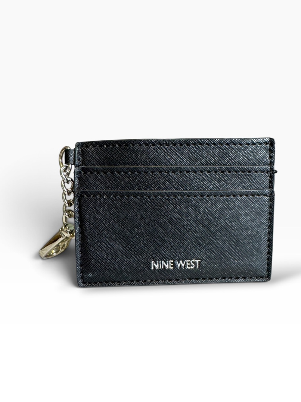 Nine West Black Leather Card Holder with Keychain